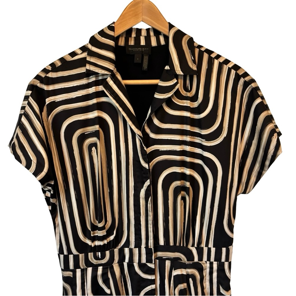 Donna‎ Karan New York Bold Abstract A-Line Midi Shirt Dress Size 6 EUC